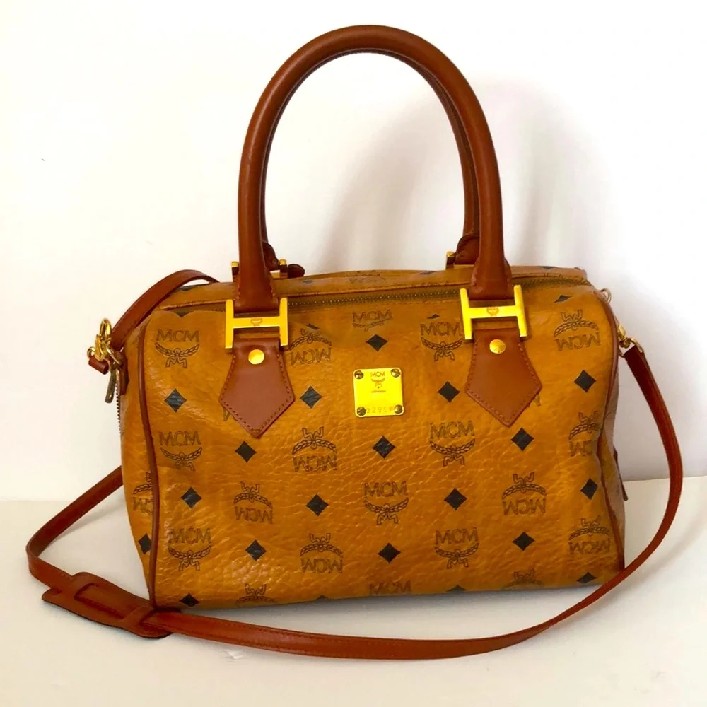 MCM Boston Leather Vintage Boston Shoulder Bag